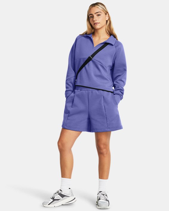 UA Unstoppable Fleece-Shorts mit Faltendetail für Damen, Purple, pdpMainDesktop image number 2